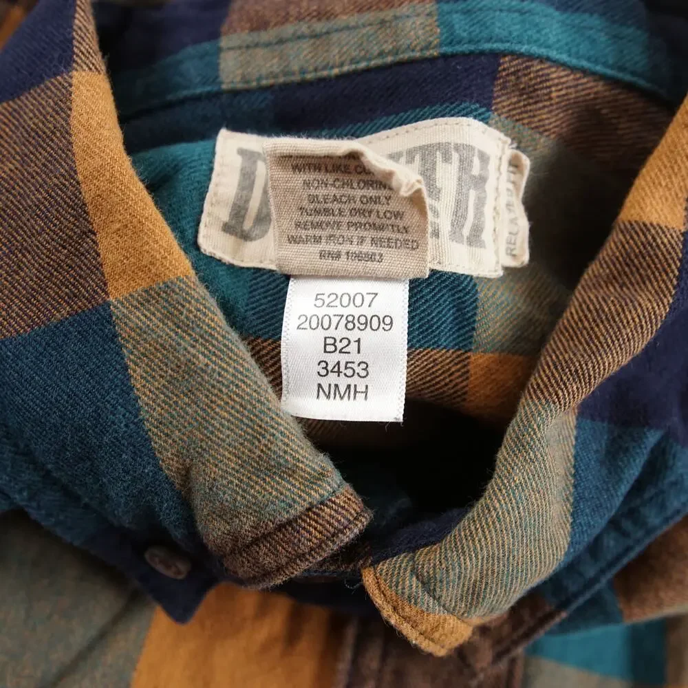 Duluth Free Swingin Flannel Relaxed Fit Long Sleeve Button Down Yellow Blue Sz M - Picture 7 of 7